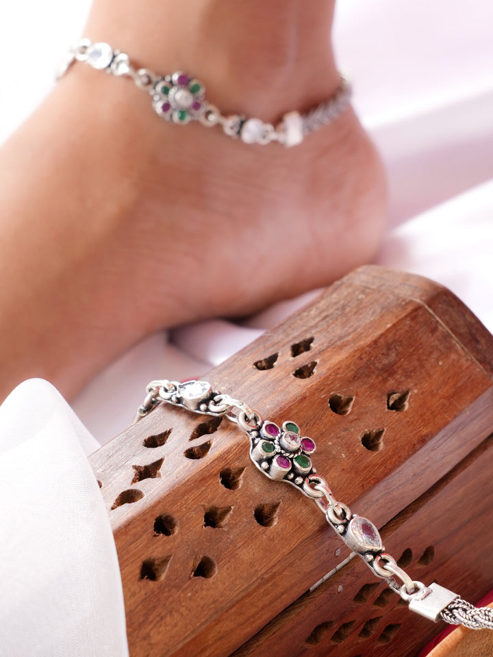 Ruby Bloom Trail Antique Anklet