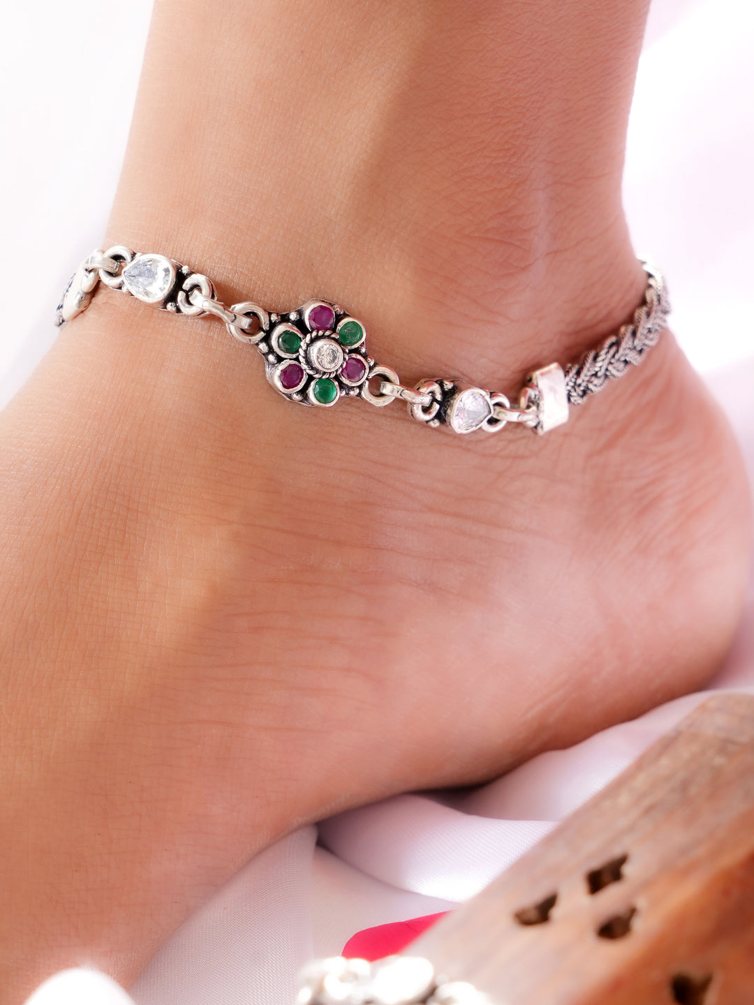 Ruby Bloom Trail Antique Anklet