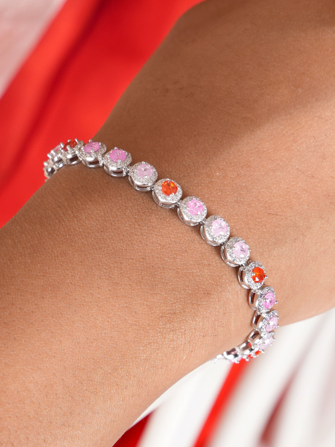 Ruby Rosette Statement Bracelet