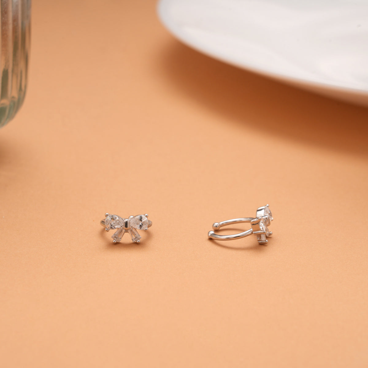 Minimal Bow Design Silver Stud
