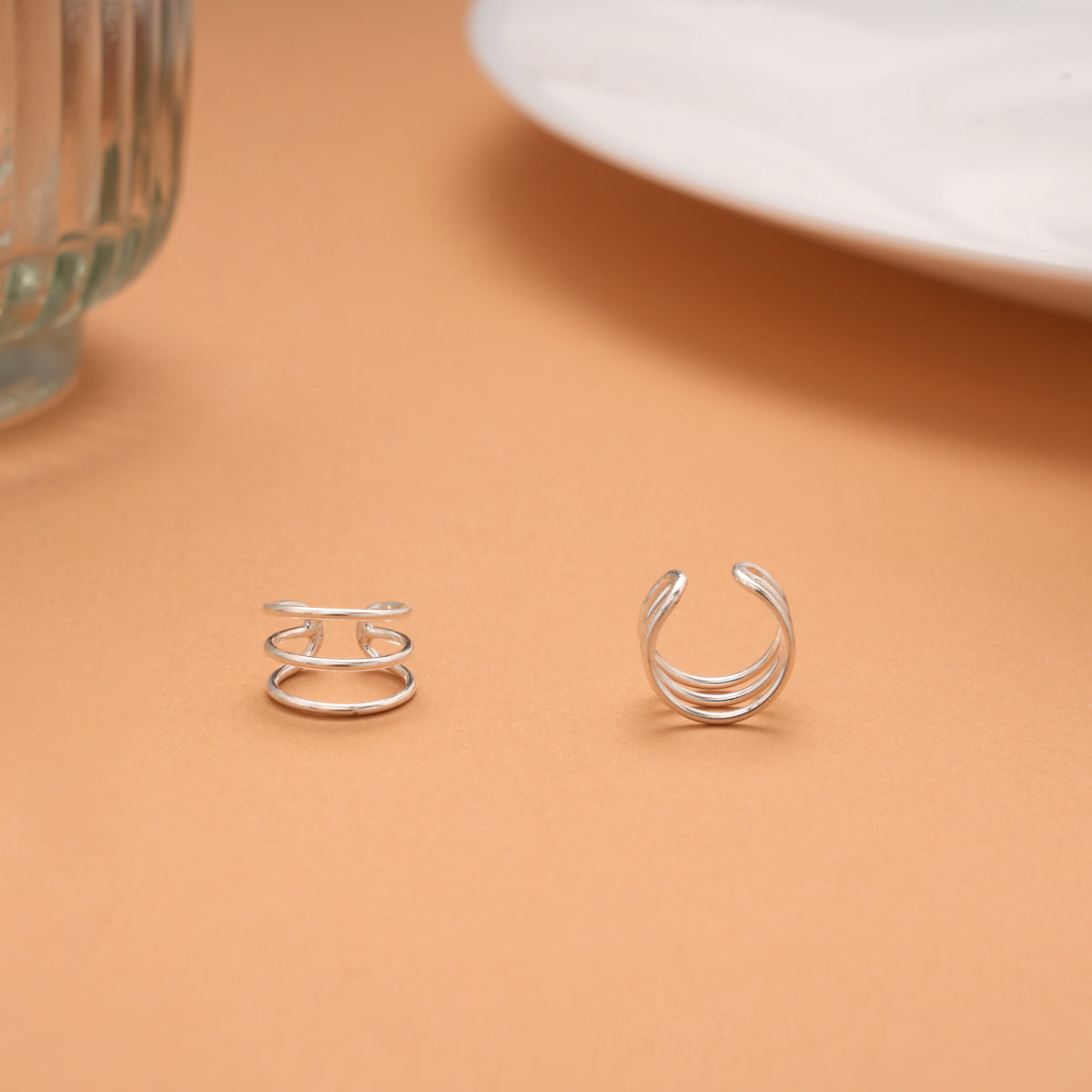 Tiny Three Layer Silver Ear Cuff