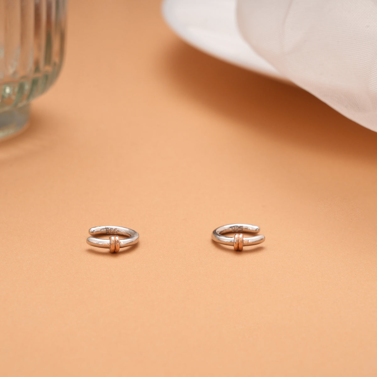 Tiny Charm Huggie Hoop Silver Ear Cuff