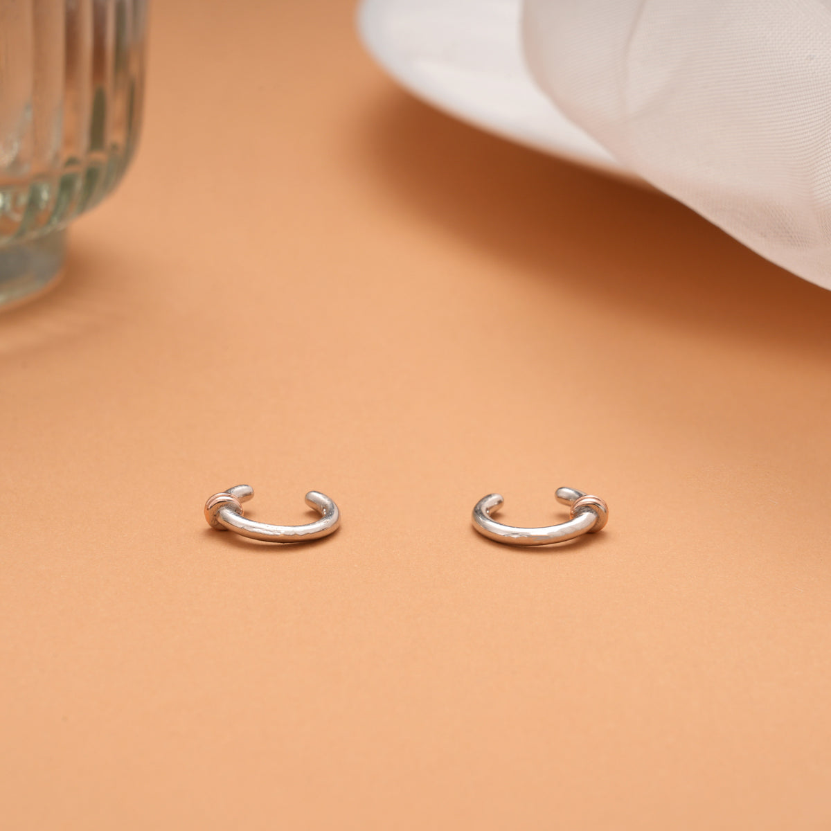 Tiny Charm Huggie Hoop Silver Ear Cuff
