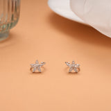 Sparkling Floral White Stone Silver Ear Cuff