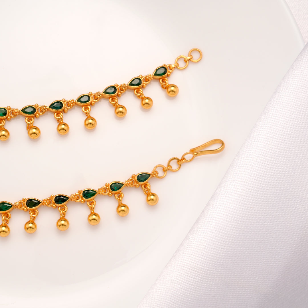 Gold Plated Emerald Stone Mattal
