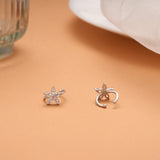 Sparkling Floral White Stone Silver Ear Cuff