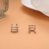 Bold Triple Layer Band Silver Ear Cuff