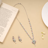 Sparkling Swarovski Floral Emerald Necklace Set