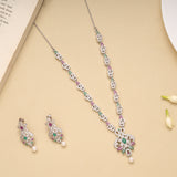 Sparkling Swarovski Floral Emerald Necklace Set