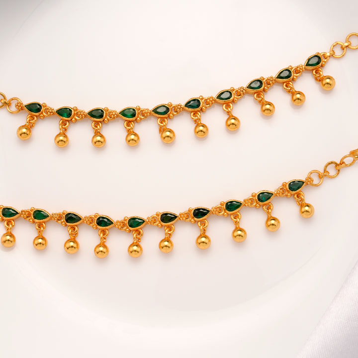 Gold Plated Emerald Stone Mattal