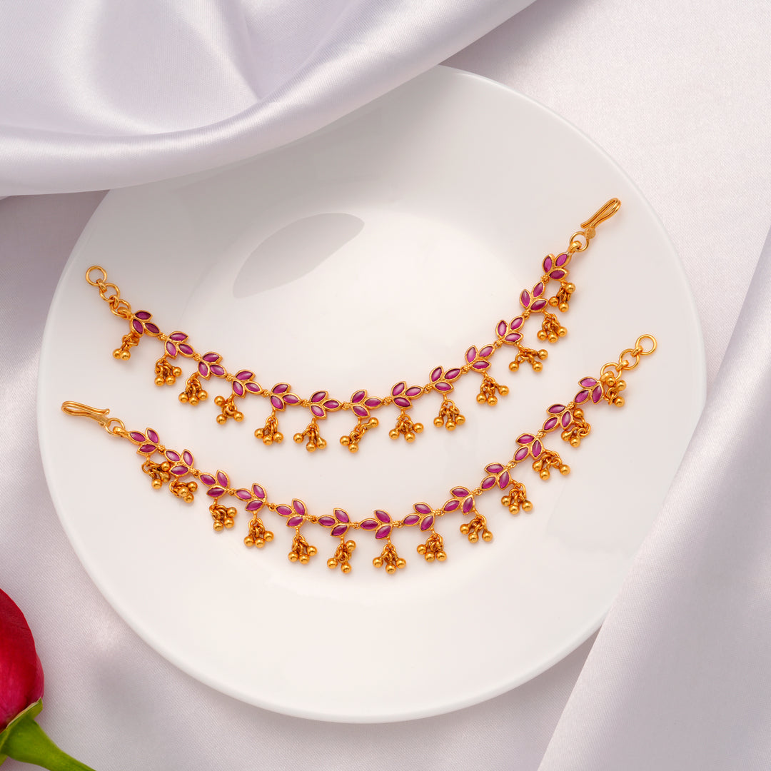 Golden Drops with Leaf Ruby Mattal