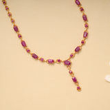 Tiny Charm Rectangular Ruby Drops Gold Necklace