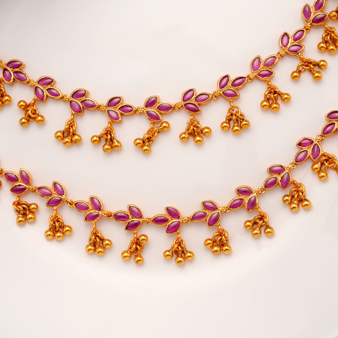 Golden Drops with Leaf Ruby Mattal