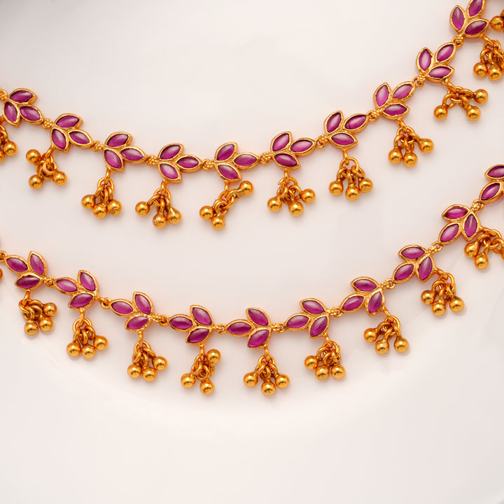 Golden Drops with Leaf Ruby Mattal