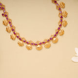 Blooming Flower Pot Ruby Gold Necklace