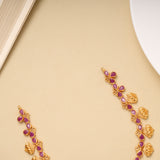 Blooming Flower Pot Ruby Gold Necklace