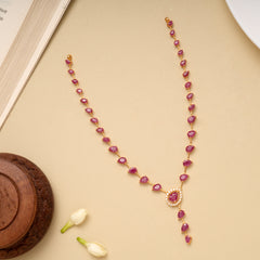 Minimal Ruby Tear Drop Gold Necklace