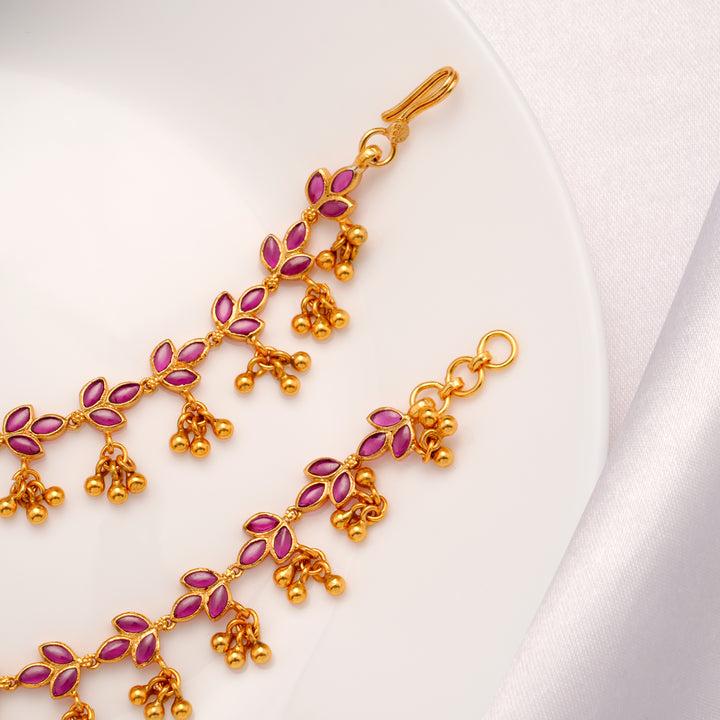 Golden Drops with Leaf Ruby Mattal