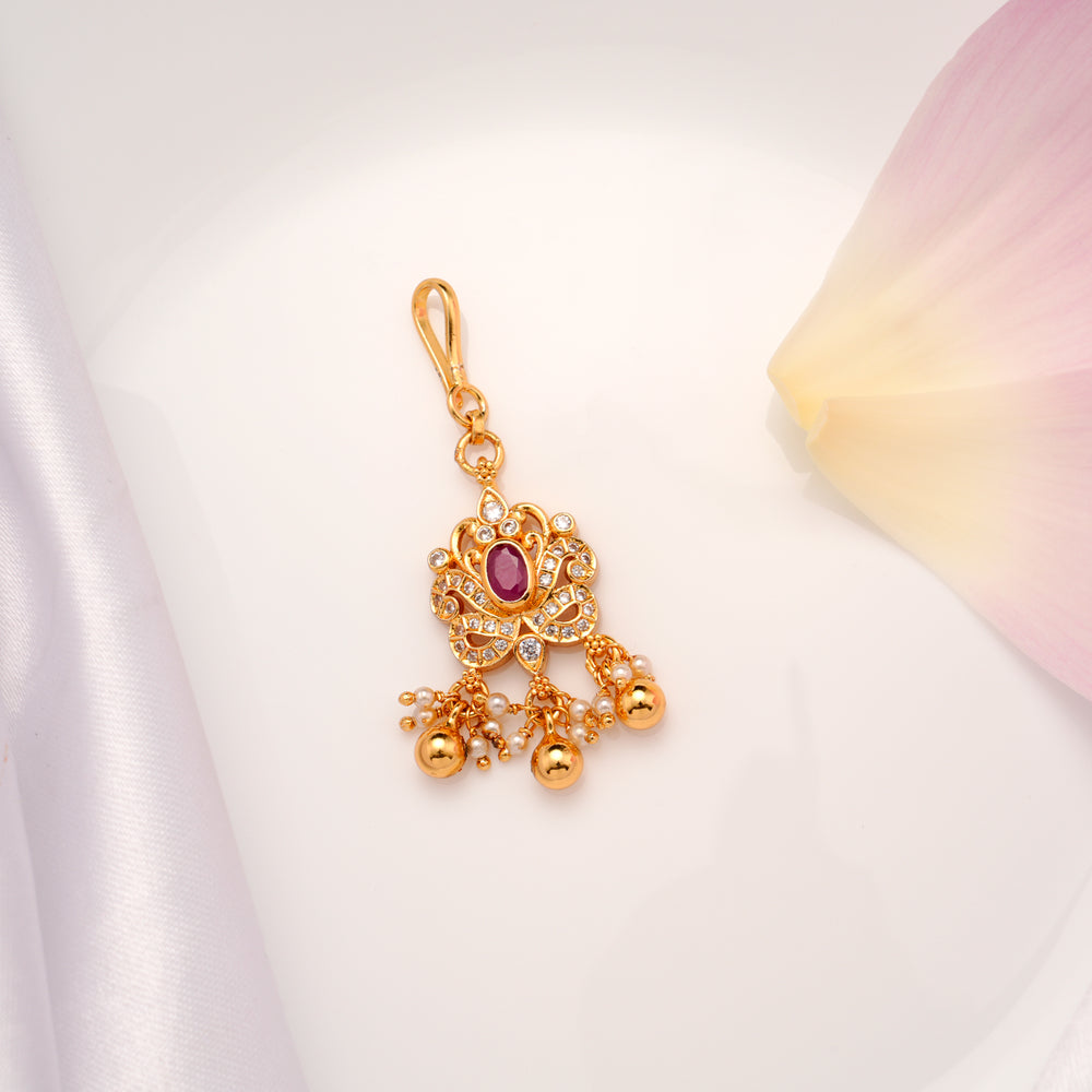 Single Ruby Golden Drop Tikka