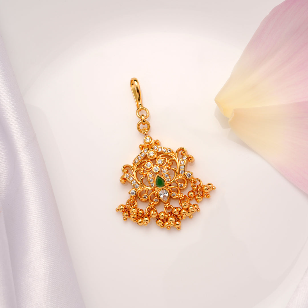 Floral Design with Emerald Golden Drops Tikka
