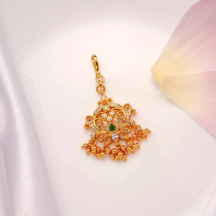 Floral Design with Emerald Golden Drops Tikka