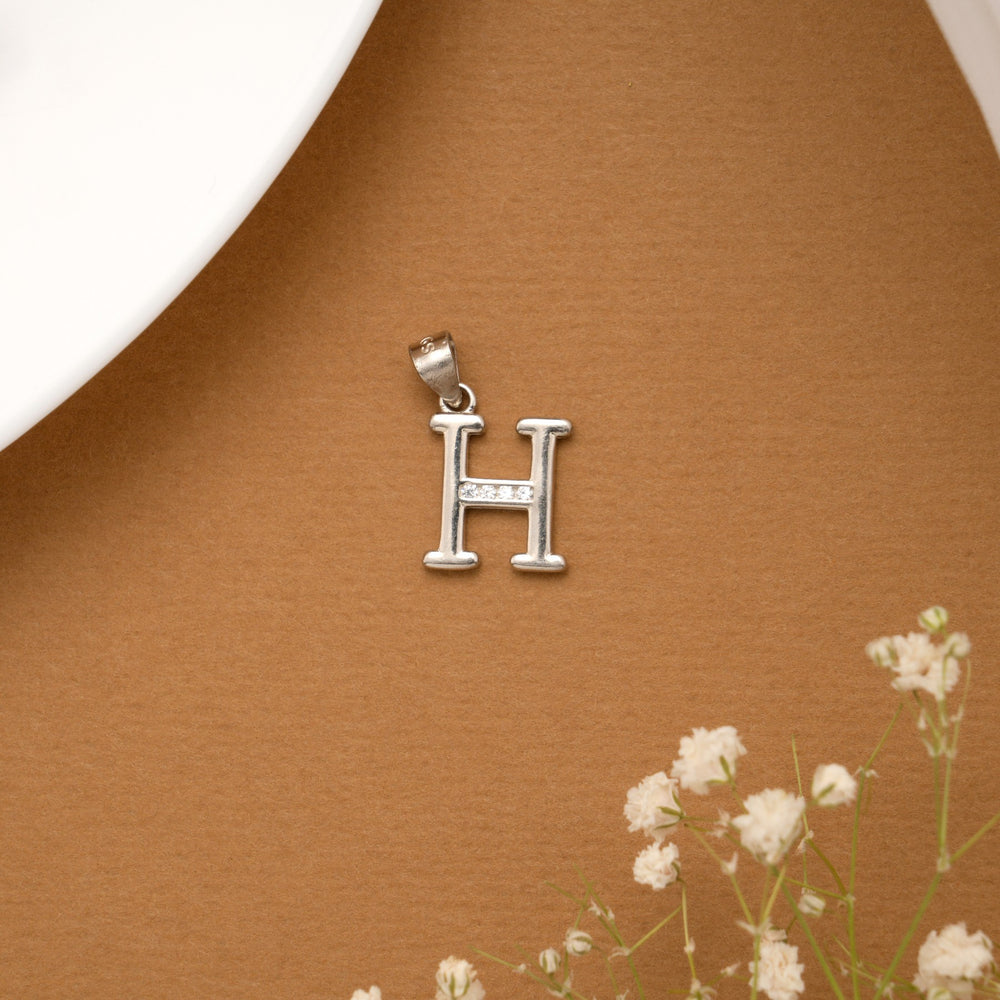Radiant H Design Silver Pendant
