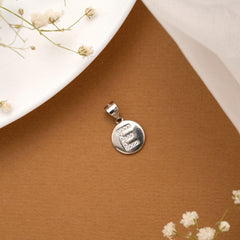 Round Shape E Letter Silver Pendant