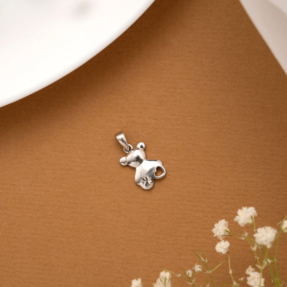 Elegant Teddy Design Silver Pendant