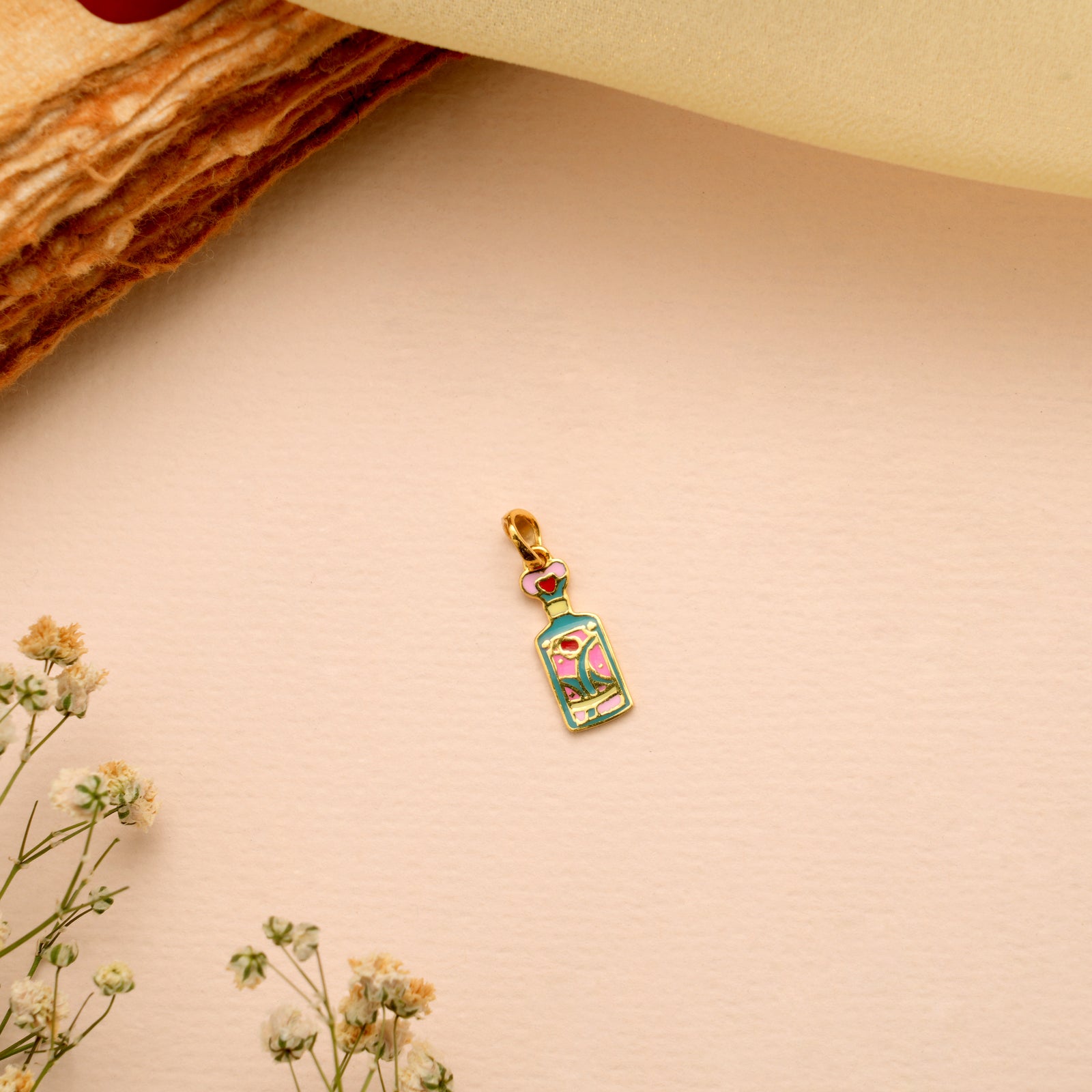 Unique Gold Art Enamel Pendant