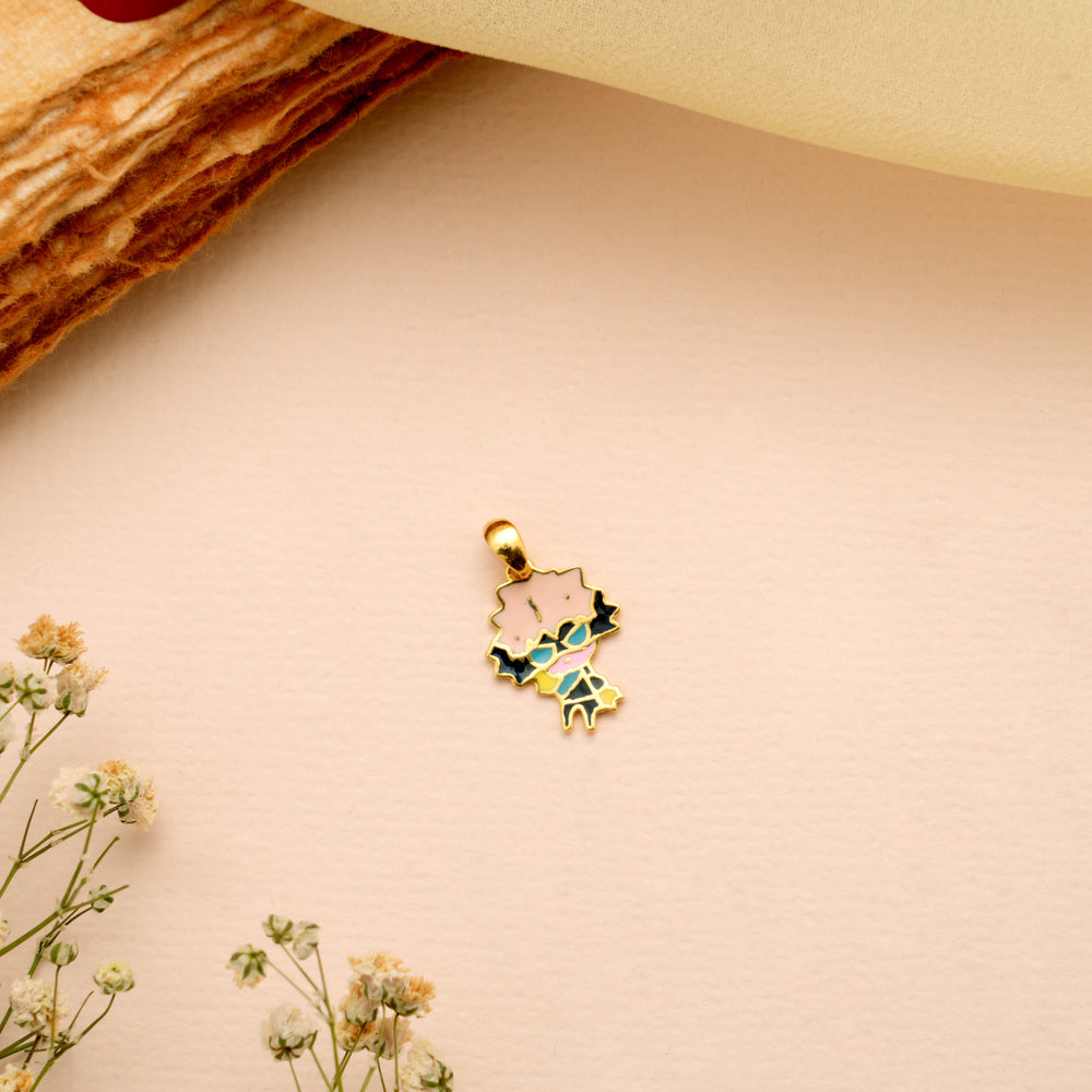 Cute Kids Cartoon Character Gold Enamel Pendant