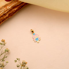 Adorable Cartoon Girl Gold Enamel Pendant