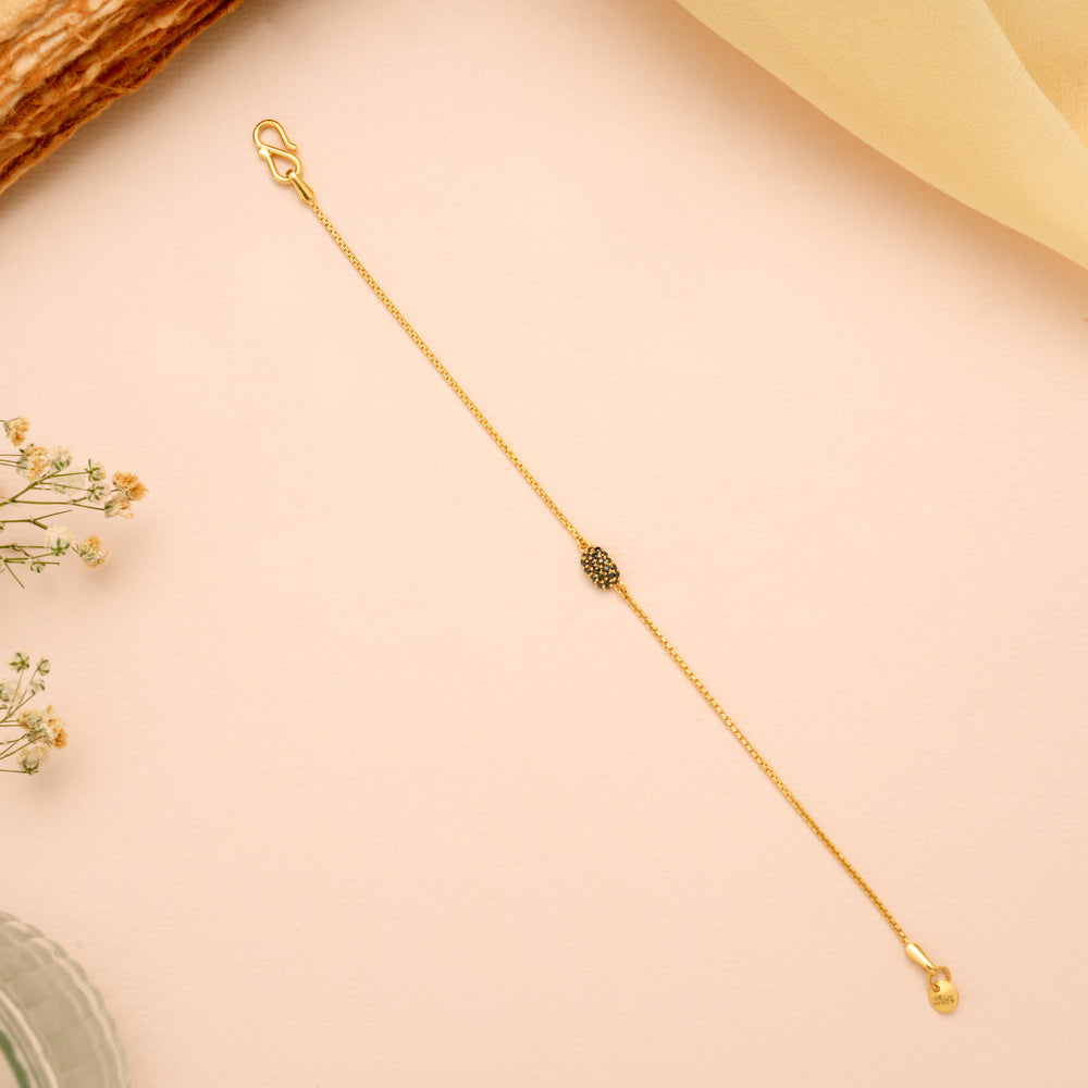 Minimal Oval with Blue Stone Gold Women’s Bracelet