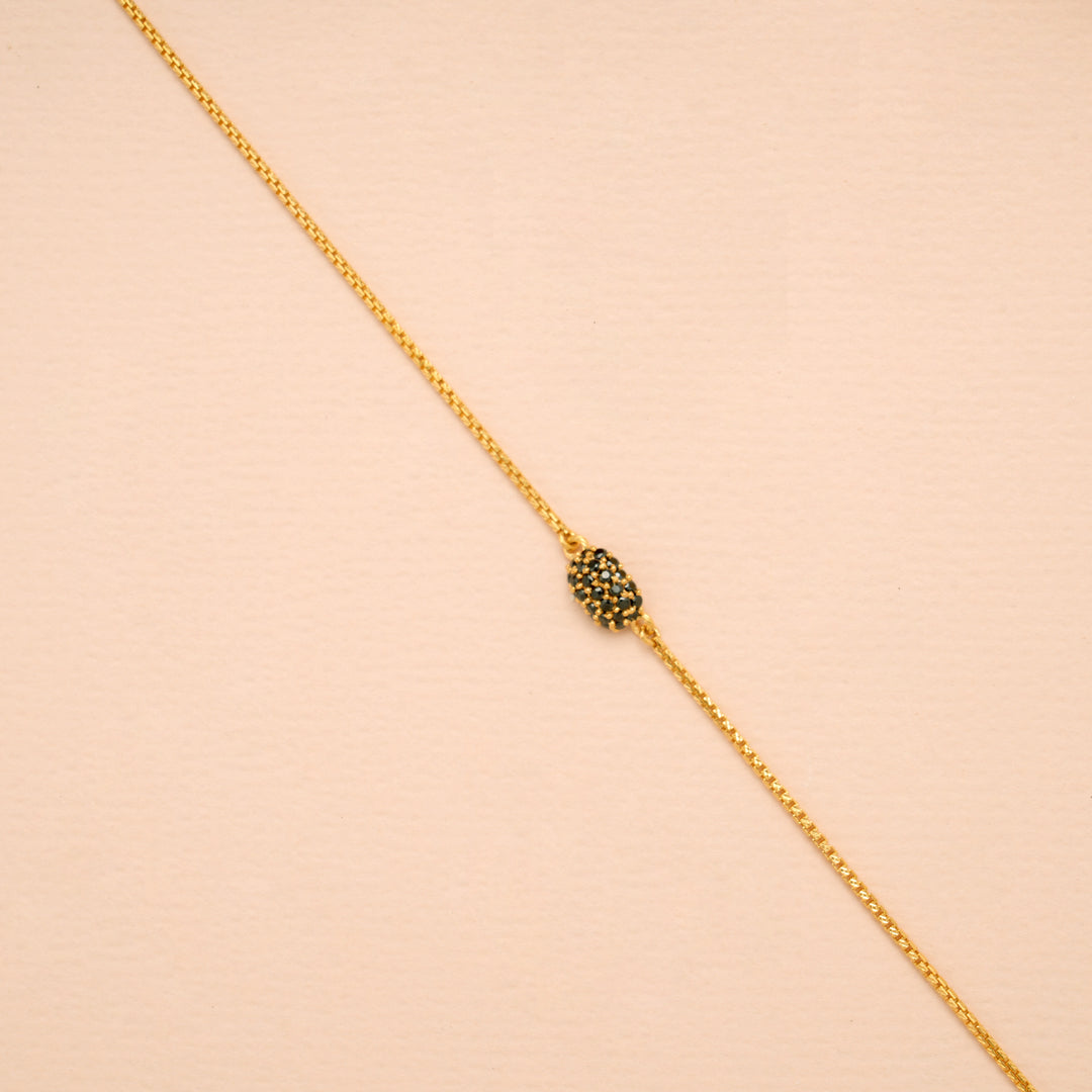 Minimal Oval with Blue Stone Gold Women’s Bracelet