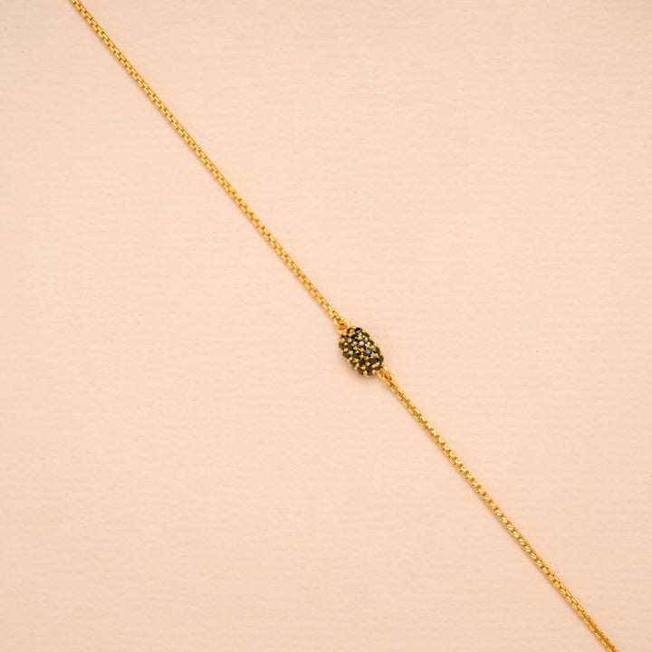 Minimal Oval with Blue Stone Gold Women’s Bracelet
