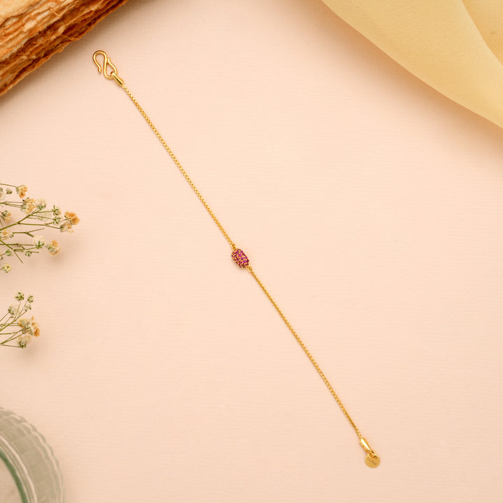 Radiant Pink Stone with Oval Gold Women’s Bracelet