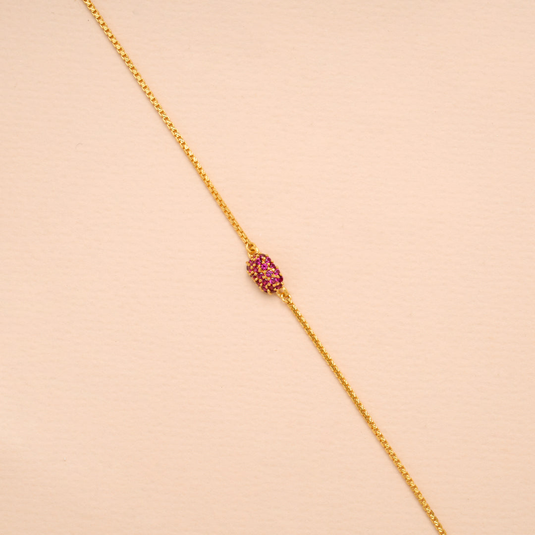 Radiant Pink Stone with Oval Gold Women’s Bracelet