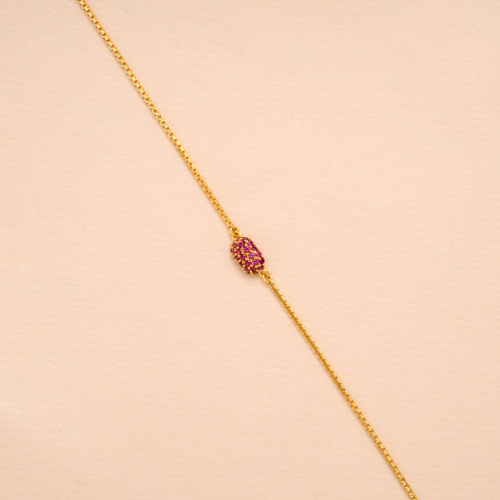 Radiant Pink Stone with Oval Gold Women’s Bracelet