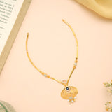 Elegant Blue Stone with Pot Design Gold Necklace