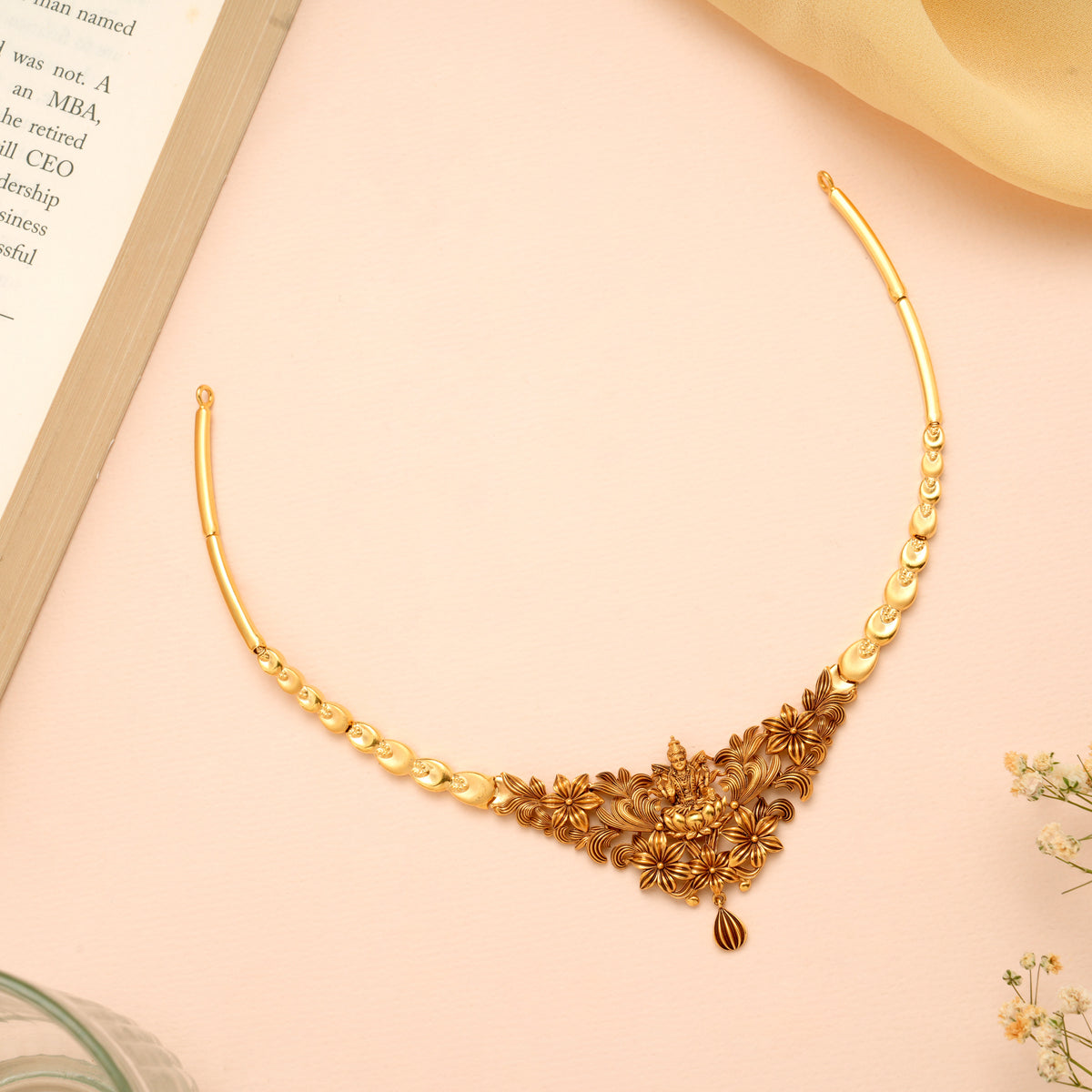 Goddess Blossom Lakshmi Gold Casting Necklace