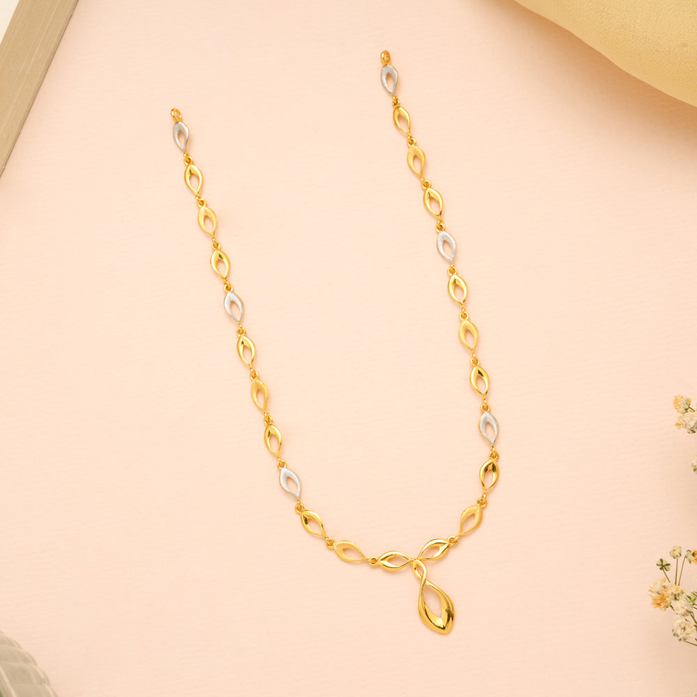 Dual Shade Leaf Link Design Gold Necklace