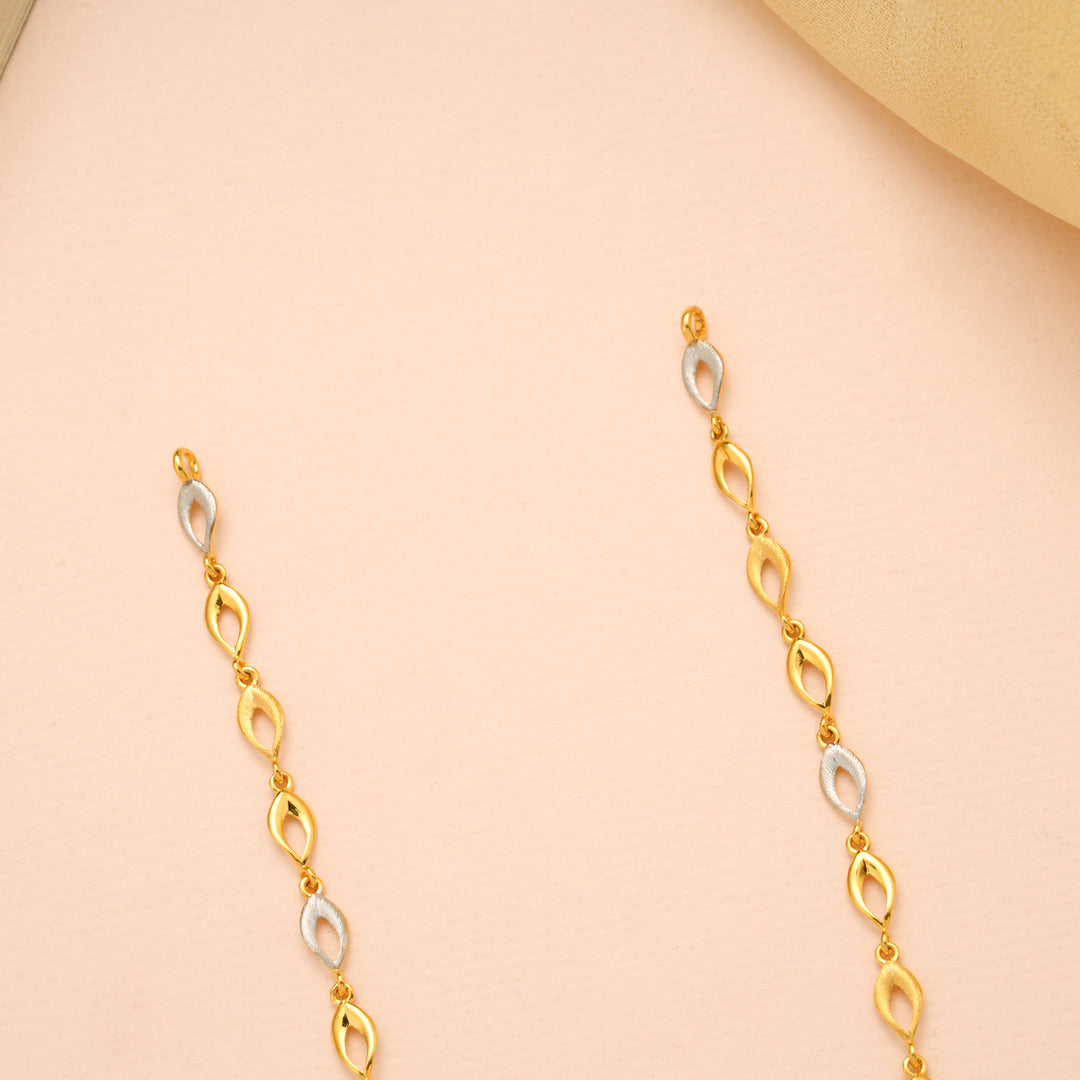Dual Shade Leaf Link Design Gold Necklace