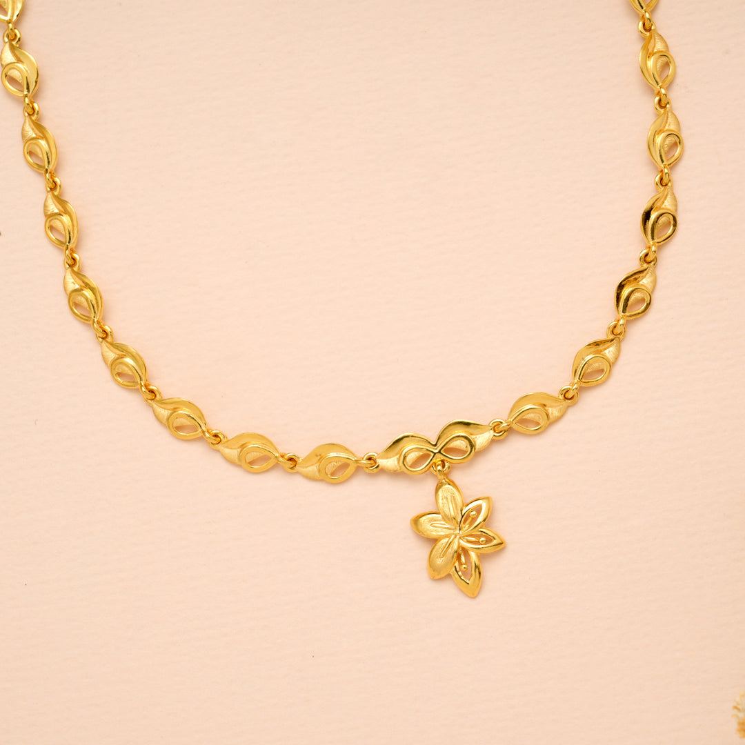 Twin Leaf with Infinity Gold Necklace