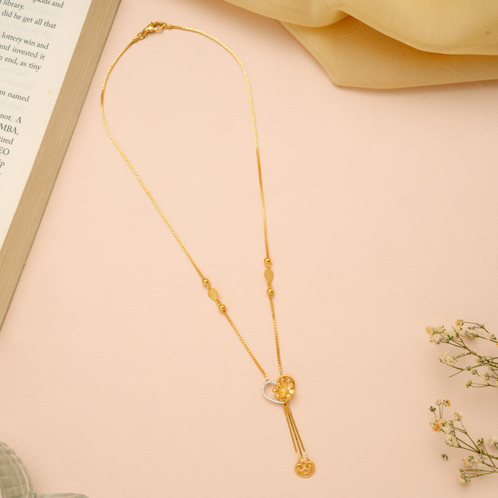 Heart with Blossom with Gold Necklace