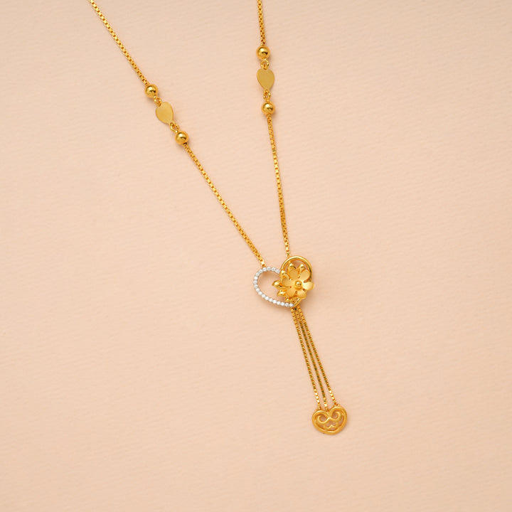 Heart with Blossom with Gold Necklace