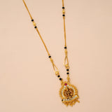 Goddess Amman with Black Beads Gold Necklace