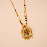 Goddess Amman with Black Beads Gold Necklace