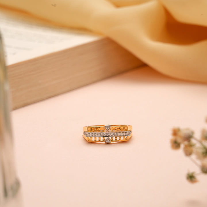 Elegant Gold CZ Stone Heart Ring