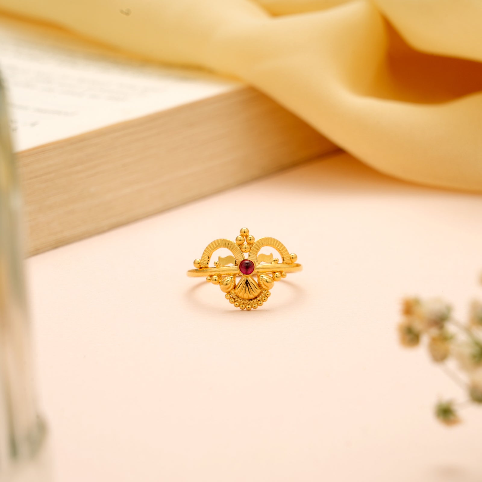 Classic Red Stone Gold Ethnic Ring