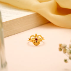 Classic Red Stone Gold Ethnic Ring