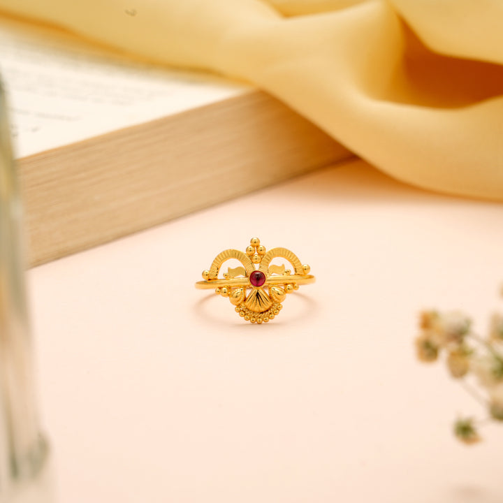 Classic Red Stone Gold Ethnic Ring